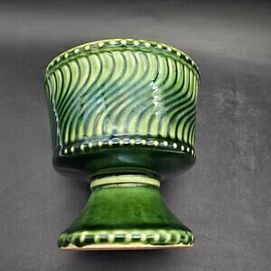 McCoy Green Swirl Footed Planter Vintage Ceramic Pottery